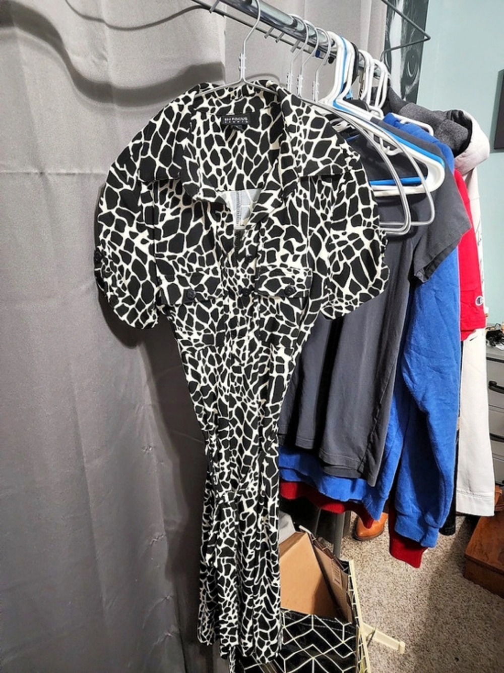 En Focus Studio Animal Print Mini Dress in Black & White
